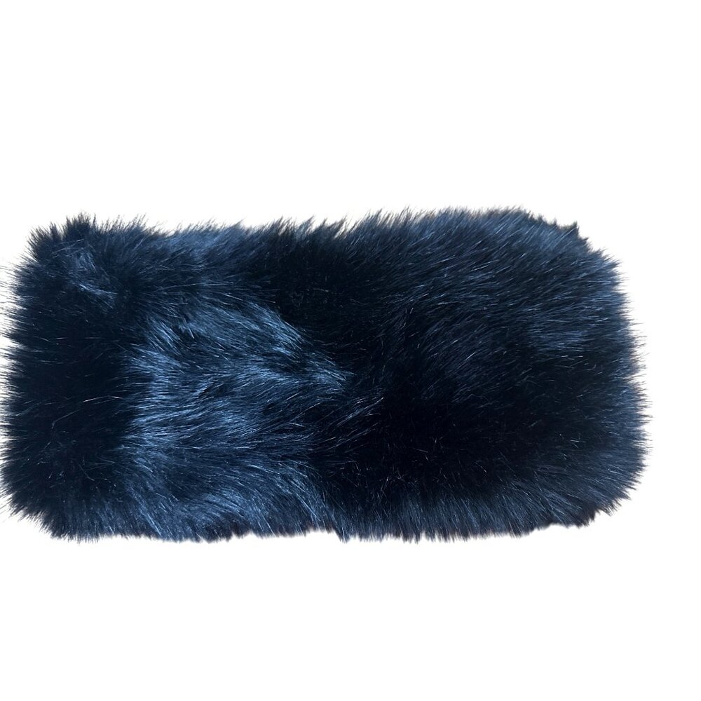 CCC Faux Fur Black Neck Warmer Scarf Muffler All Polyester For Women One Size